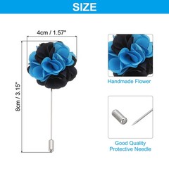 1 Pcs Flower Boutonnieres Pin Lapel Pin for Men Camellia Flower Black/Blue