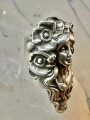 Art Nouveau ring face art deco band size 4 sterling silver women girls