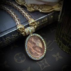 Medieval Retro Vintage Light Luxury Cute Mermaid Series Oval Magnetic Pendant