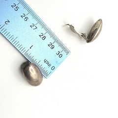 Vintage Silver Tone Oval Dome Clip On Earrings Minimalist Mid Century Style