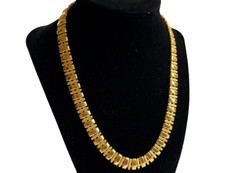 Napier Necklace Gold Tone Collar Chunky 18″ Pat 4774743 Vintage Textured Signed