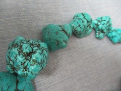 12 Turquoise Howlite Nugget Necklace – w/ Metal Tag – Marked – 15″ long – 4 213