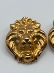 Vintage Anne Klein Unsigned Lion Matte Gold Tone Pierced Earrings