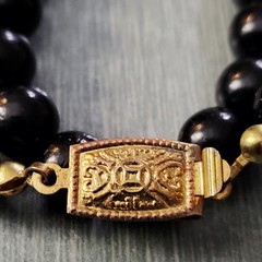 Vtg Classic Black Onyx Single-Strand Beaded Necklace Polished Finish Round Shape