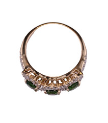 Diamond and Green Tourmaline 3 Stone Right Hand Ring 14K 2.5 Carats – Size 7-1/2