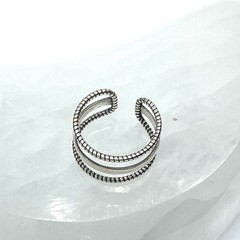 925 Sterling Silver Antique Geometric Stackable Adjustable Ring