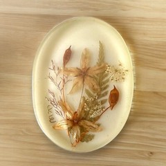 Lucite Floral Brooch 1960s Resin Pressed Flower Botanical Pin