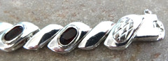 Vintage Signed FAS 925 Sterling Silver Garnet Gemstone Bracelet Estate Find