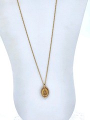 Vintage 1983 AVON Victorian Reversible Pendant Necklace Faux Black Onyx 20″