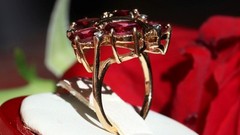 14k yellow gold ring 4.00ct rhodolite garnet diamond sz 5.25 vintage 4.95g N3511