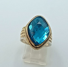 Anna Beck 925 18kt Gold Plated (GP) Blue Stone Ring Size: 7.5