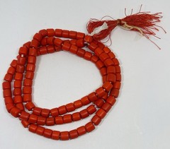 Antique Old Orange Red Ox Blood Coral Beads Mala Necklace 26” Japa Beads Nature