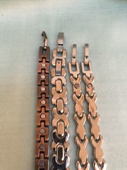Lot of 4 Silver Tone Copper Tone Links Rhinestones Bracelets