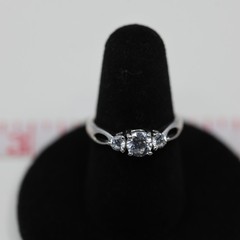 Triple Gemstone Ring Sterling Silver