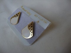 VINTAGE SAMUEL HUANG CLOISONNE RETRO ABSTRACT TEARDROP BROWN & BEIGE EARRINGS