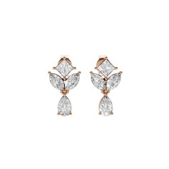 1.35 CTW Princess, Marquise & Pear Lab Grown Diamond Drop Earring Prong Setting