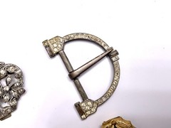 Deco jeweled belt buckle-belt clasps-Etruscan revival pin-pendant-Victorian