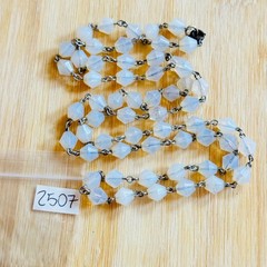 VTG Italian opalite glass faceted bicone beads Necklace Art Deco Italy 32″