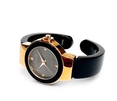 Vintage Joan Rivers Black & Gold Watch Bangle SEE DESCRIPTION Free Ship!