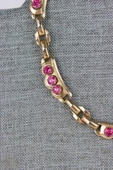 Barclay Gold Tone Choker with Pink Rhinestones, Signed, 58gr