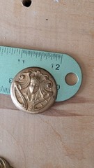 Art Deco Brass Stamped Findings Women’s Faces Set Of 3 For Brooch Or Pendant