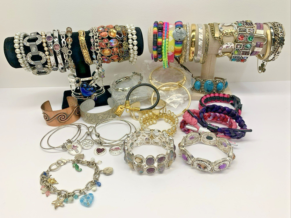 Lot of 70 Bracelets Vintage To Modern Variety of Color Styles Costume Jewelry