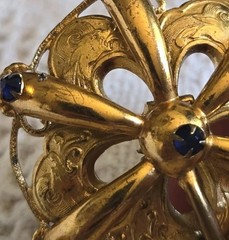 Vintage Goldtone And Blue Rhinestone Pendant. See Photos For Condition