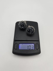 Miriam Haskell Silver-Toned with Black Beads Earrings Mid-Century Screw-Back