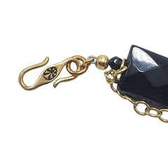Barse Designer Necklace Gold Tone Onyx Smokey Quartz Brown Pearl 25.25in