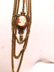 Vintage LJM Cameo Layered Long Necklace