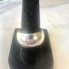 Vintage Signed 925 Thailand Sterling Silver Dome Ring Chunky Band Approx 7”/ 7g