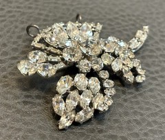 Signed Austria Designer Clear Rhinestones Pendant For Necklace – GLAMOROUS!!