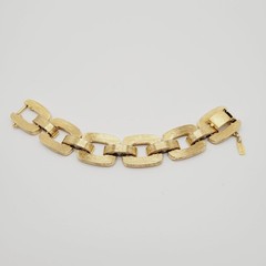 Monet Chunky Square Link Gold Tone Brush Finish Vintage Bracelet No Safety Chain