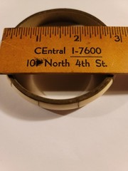 Vintage Brass Bangle Bracelet Bone Ivory Color Inlay
