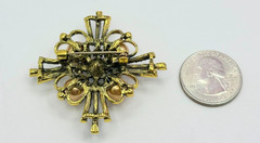 Gold Tone Faux Pearls & Multicolor Rhinestones Brooch Contemporary