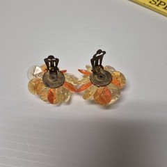 W Germany Necklace & Clip On Earrings Translucent Plastic Lucite Beaded Vtg
