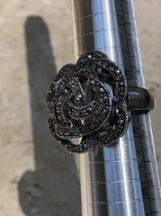 ✨🌺🌹VINTAGE 925 Sterling Silver MARCASITE Large ROSE Floral STATEMENT Ring WOW