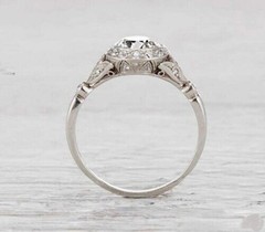 Antique Art Deco Style Round Cut Lab Created Diamond Engagement 925 Silver Ring