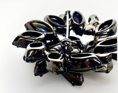 MCM Juliana D&E/ DeLizza Elster Black Crystal Pinwheel Brooch, 1-7/8″W