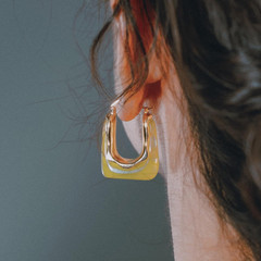 Acrylic Gold Hoop Earrings Chunky Huggie Statement Vintage Earrings Cute Resin D