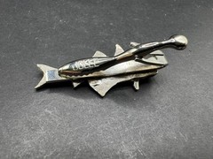 Vintage JOLLE Signed Trout Fish Tie Bar Clip Silver Tone 45mm