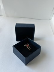 Vintage Red Cubic Zirconia Ring Gold Plated Womens Size 7