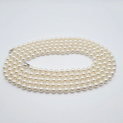 Classic Faux Pearl Long Opera Length Knotted Off White Luminous Necklace 72 inch