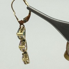 14K Yellow Gold Mystic Pink Topaz Leverback Earrings Stamped VA
