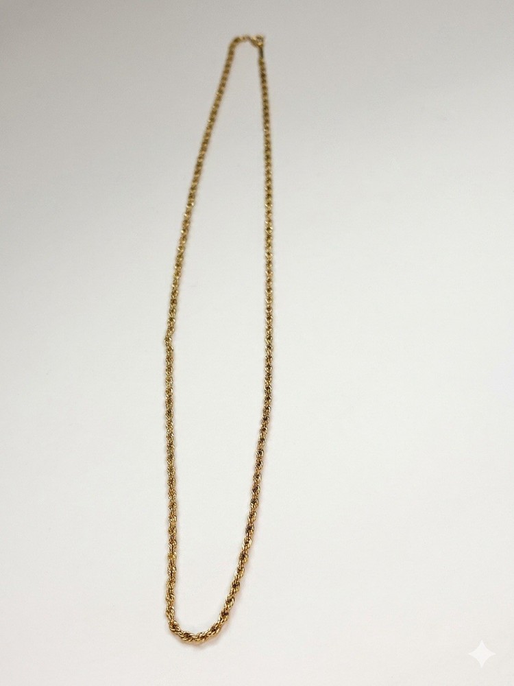 Vintage Gold Tone Rope Chain Necklace Twisted Link Unisex Fashion