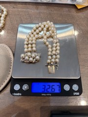 Vintage Three-Strand Akoya Pearl & Diamond Bracelet 10K White Gold 5.50-6mm