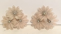 Vintage CLIMBER SOFT PLASTIC Pink rhinestone flower earrings 1950s