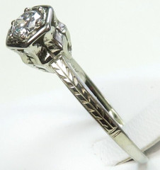 Antique Art Deco Diamond Belais Engagement 17K White Gold Ring Size 6 UK-L1/2