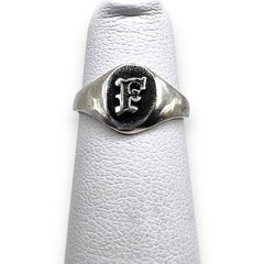 Vintage Initial Letter F Signet Oxidized 925 Sterling Silver Child Ring Size 3