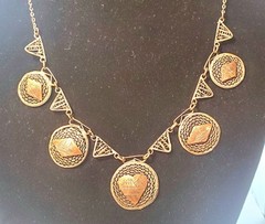 800 Silver Arabic Marked Egyptian Storyteller Filigree Panel Link Necklace